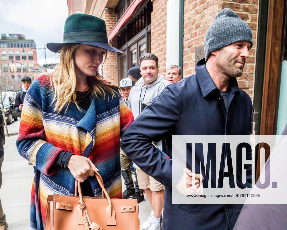 Rosie Huntington-Whiteley and Jason Statham arrive at a downtown hotel on April 7 2017 in New York City