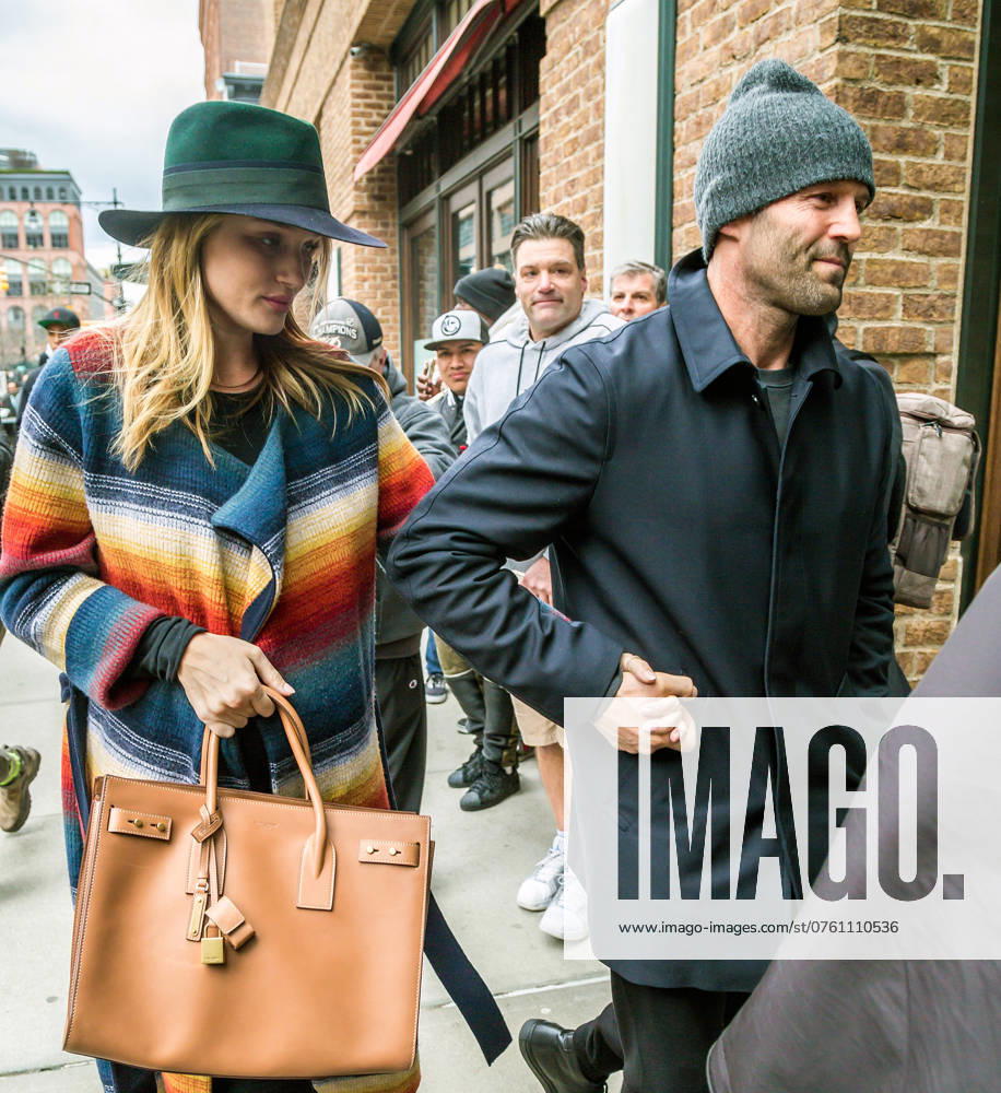 Rosie Huntington-Whiteley and Jason Statham arrive at a downtown hotel on April 7 2017 in New York City