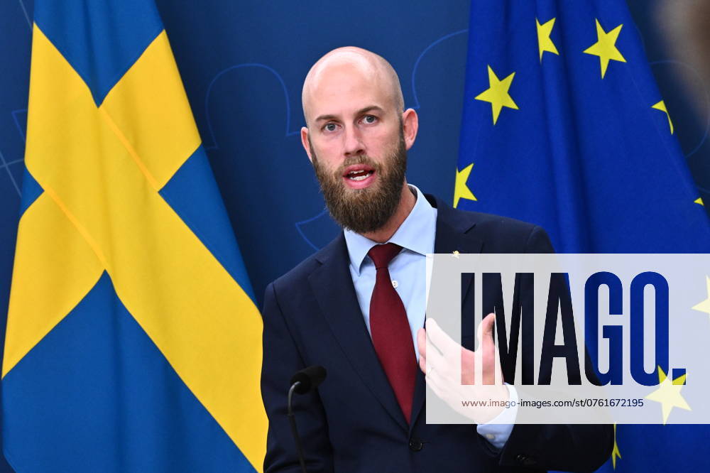STOCKHOLM, SWEDEN 20240912 Minister of Civil Defense Carl Oskar Bohlin M will hold a press conference to present initiatives in the 2025 budget bill that will strengthen civil defense STOCKHOLM SWEDEN