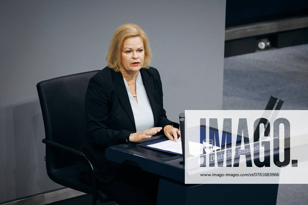 Nancy Faeser (SPD), Bundesministerin fuer Inneres und Heimat, aufgenommen im Rahmen einer Rede zum Thema Innere Sicherheit im Deutschen Bundestag in Berlin, 12.09.2024. Berlin Deutschland