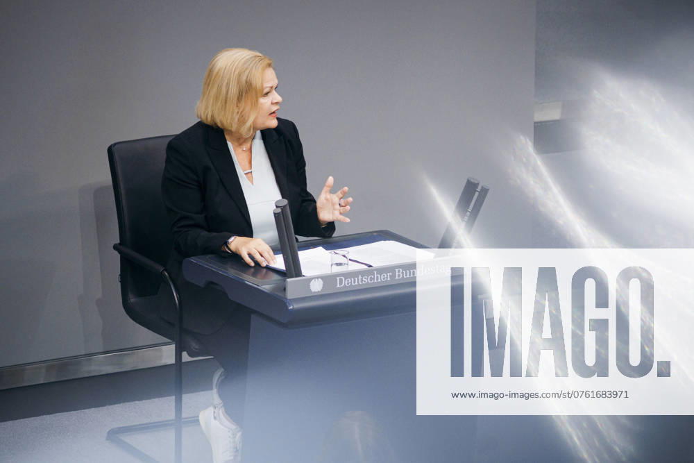 Nancy Faeser (SPD), Bundesministerin fuer Inneres und Heimat, aufgenommen im Rahmen einer Rede zum Thema Innere Sicherheit im Deutschen Bundestag in Berlin, 12.09.2024. Berlin Deutschland