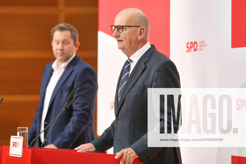 Berlin, Deutschland, 23.09.2024: Willy-Brandt-Haus: Pressekonferenz nach SPD-Vorstandssitzung: Generalsekretär Lars Klingbeil und Ministerpräsident von Brandenburg Dietmar Woidke