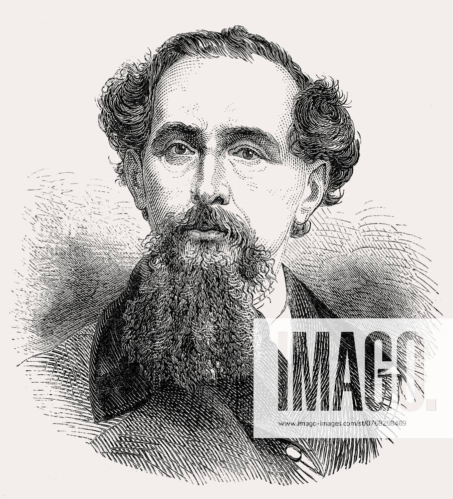 Porträt von Charles John Huffam Dickens oder Boz, 1812, 1870, einem englischen Schriftsteller Portrait of Charles John Huffam Dickens or Boz, 1812, 1870, an English writer