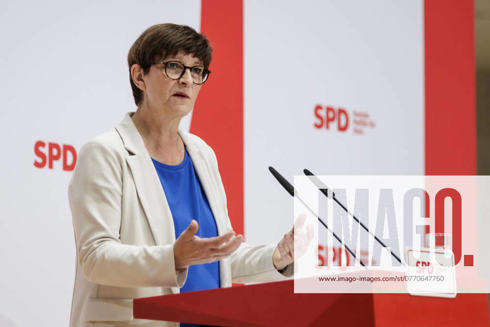 Saskia Esken, Bundesvorsitzende der SPD, aufgenommen im Rahmen einer Pressekonferenz im Willy-Brandt-Haus in Berlin, 14.10.2024. Berlin Deutschland