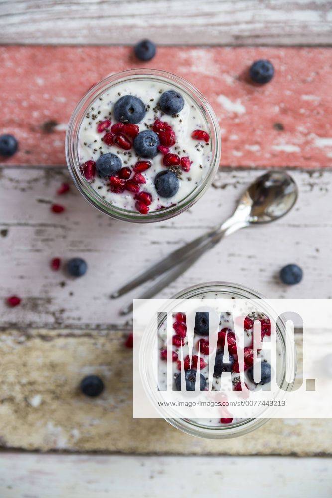 Fresh yogurt with blueberries, pomegranate seeds and chia SARF03125