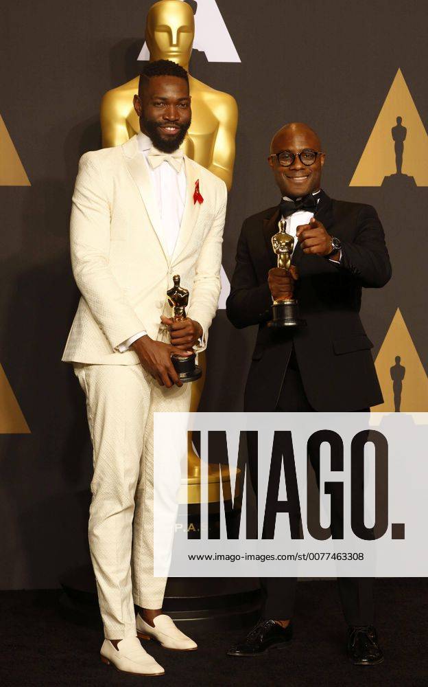 Film director Barry Jenkins (R) and screen writer Tarell Alvin McCraney hold the Oscar for Best Adapted Screenplay and Best Picture for Moonlight in the press room during the 89th annual Academy Awards ceremony at the Dolby Theatre in Hollywood, California, USA, 26 February 2017. The Oscars are presented for outstanding individual or collective efforts in 24 categories in filmmaking. Press Room - 89th Academy Awards !ACHTUNG: NUR REDAKTIONELLE NUTZUNG!