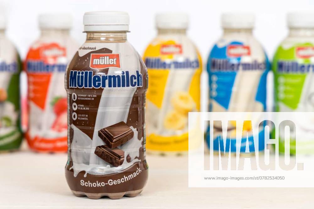 Müllermilch different flavors in bottles by Theo Müller company, Stuttgart, Germany - March 5, 2024: Müllermilch different flavors in bottles by Theo Müller company in Stuttgart, Germany., Stuttgart, Germany - March 5, 2024: Müllermilch different flavors in bottles by Theo Müller company in Stuttgart, Germany., 07.10.2024,