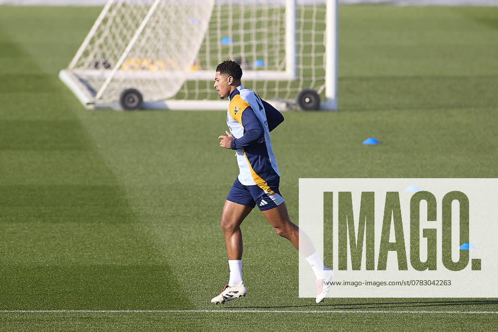Real Madrid CF Training Session and Press Conference in Madrid, Spain - 03 Dec 2024 Jude Bellingham of Real Madrid CF seen in action during the training session on the eve of the 2024 2025 La Liga EA Sports week 19 football match between Athletic Club and Real Madrid CF at Ciudad Real Madrid. Madrid Spain