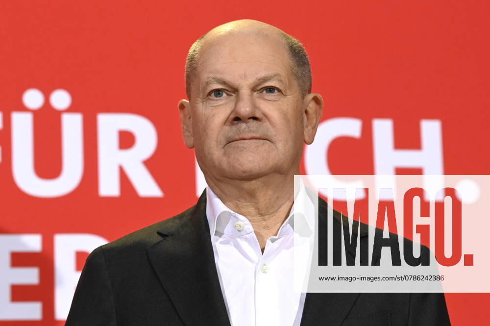 Olaf Scholz bei der Pressekonferenz zum Beschluss des SPD-Wahlprogramms für die Bundestagswahl 2025 im Willy-Brandt-Haus. Berlin