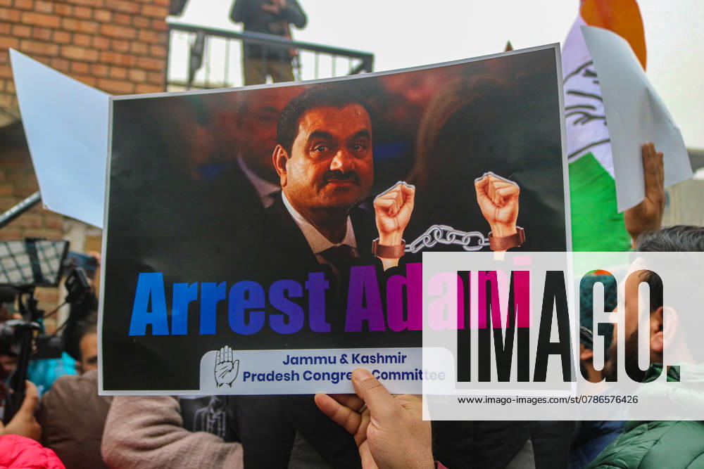 Congress Party Protests Over Amit Shah s Remarks On Ambedkar In Srinagar Members of the youth wing of the Indian National Congress party shout slogans and hold placards during a protest in Srinagar, Jammu and Kashmir, on December 18, 2024. Members of the Youth Congress protest against Union Home Minister Amit Shah s remarks on B.R. Ambedkar during his speech in the Rajya Sabha. They also demand that the government break its silence on the unrest in Manipur, highlighting its failure to maintain peace, and call for action against Indian billionaire Gautam Adani and his associates SRINAGAR India