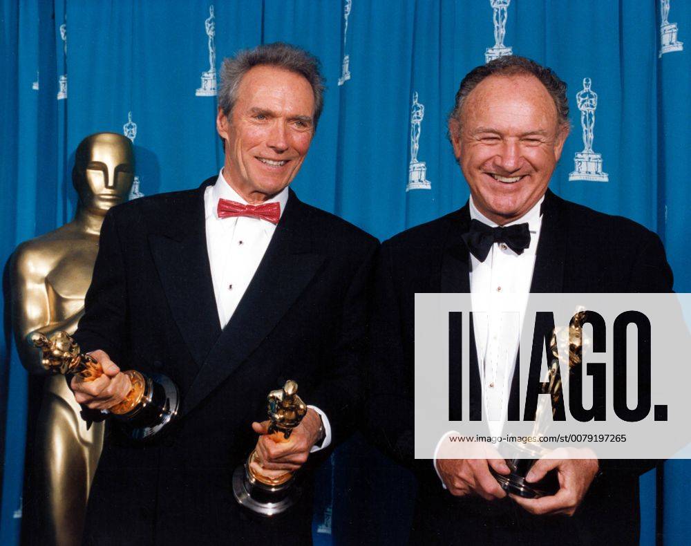 OSCARS. Bester Nebendarsteller. Preisträger 1991-2000 Clint Eastwood and Gene Hackman at the 65th Annual Academy Awards, 1993 Hollywood CA USA