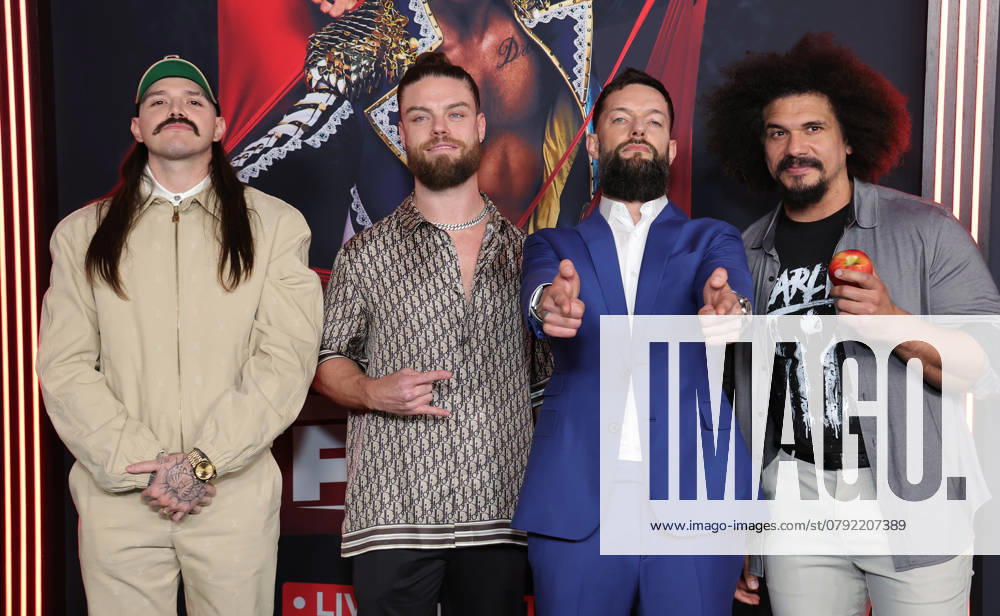 INGLEWOOD, CA - JANUARY 06: Dominik Mysterio, JD McDonagh, Finn Bálor,Carlito at the WWE Monday Night Raw Debuts On Netflix at The Intuit Dome Hollywood on January 06, 2025 in Inglewood, California.