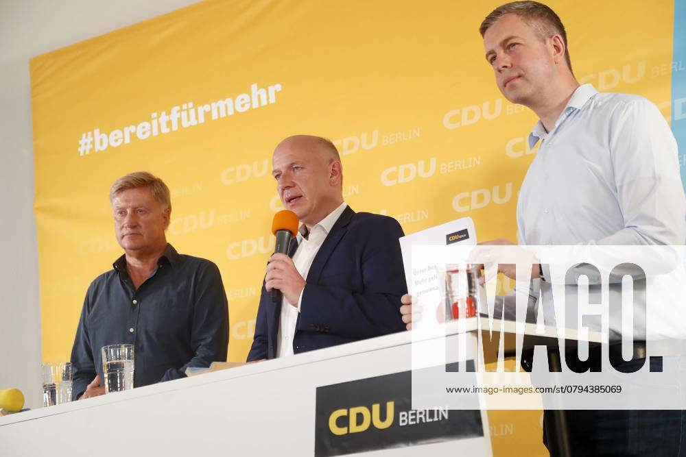 CDU Berlin stellt Porgramm fuer die Abgeordnetenhauswahl 2021 in Berlin vor, mit Kai Wegner, Landesvorsitzender, Ole von Beust, Stefan Evers, Generalsekretaer, Berlin Deutschland, Germany