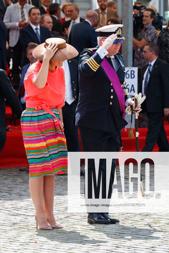 Prince Laurent and Princess Claire of Belgium pictured during the military parade on the Belgian National Day, in Brussels, Friday 21 July 2017. KURTxDESPLENTER 05135964