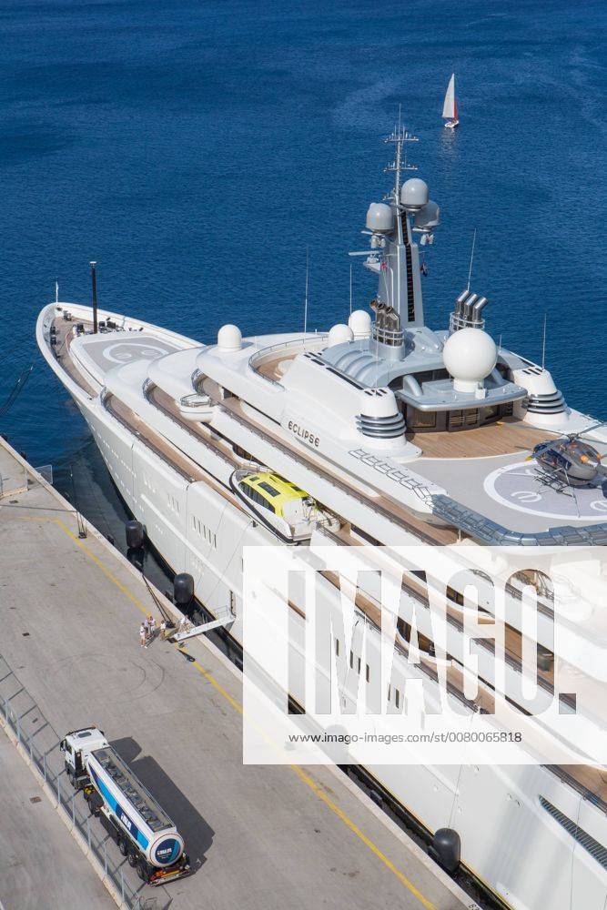 Megayacht Eclipse owned by Russian multimillionaire Roman Abramovich fueling up in the Gruz harbor - Dubrovnik, Croatia 10.09.2017., Dubrovnik, Croatia - INA tank trucks deliverd fuel for megayacht Eclipse owned by Russian multimillionaire Roman Abramovich in the Gruz harbor. GrgoxJelavic PIXSELL