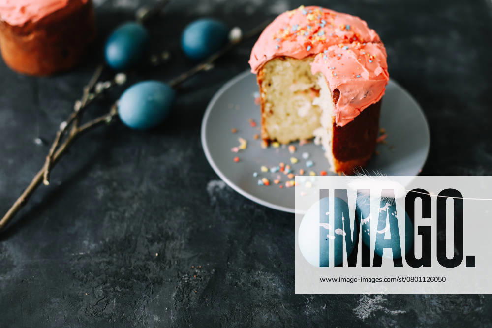 Plate with tasty Easter cake, eggs and willow branches on dark background. High quality photo , 50655368.jpg, cake, traditional, egg, branches, symbol, card, pastry, baked, natural, cooking, icing, decor, celebrate, easter eggs, holiday cake, love, willow branches, seasonal, copy space, concept, easter cake, dessert, orthodox, gourmet, decoration, colorful, christian, easter decor, table, sweet, easter decorations, multicolored, homemade, branch, fresh, willow, ribbon, rustic, holiday, decorative, delicious, easter, festive, spring, season, april, pink, blue, springtime, happy RECORD DATE NOT STATED