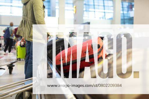The luggage belt with suitcases being delivered to the passengers at the arrival terminal 22226012 RECORD DATE NOT STATED