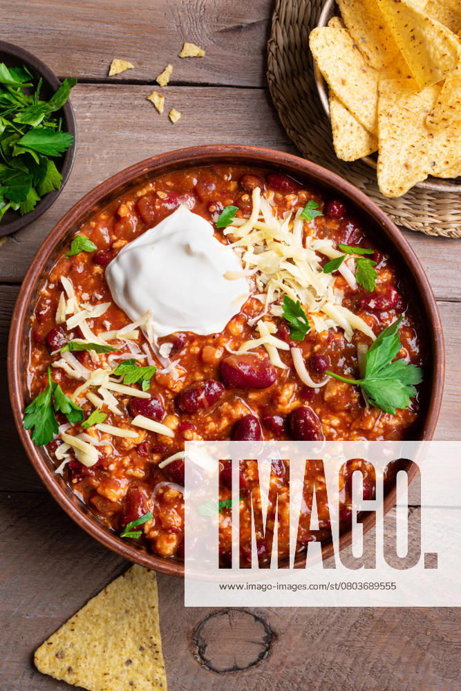 Chili con carne, chilenische Bohnen Chili con carne, chilenische Bohnen