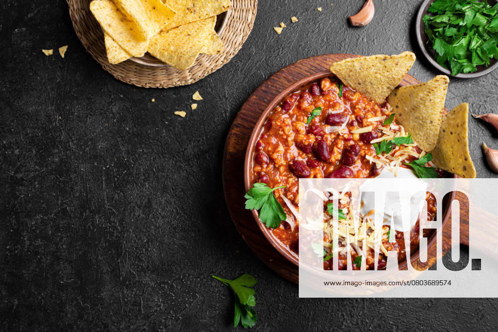 Chili con carne, chilenische Bohnen Chili con carne, chilenische Bohnen