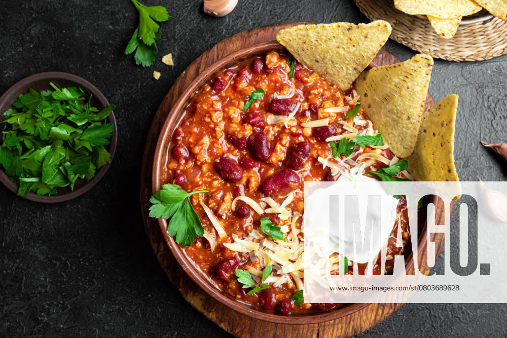 Chili con carne, chilenische Bohnen Chili con carne, chilenische Bohnen