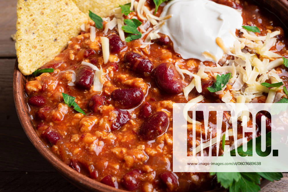 Chili con carne, chilenische Bohnen Chili con carne, chilenische Bohnen