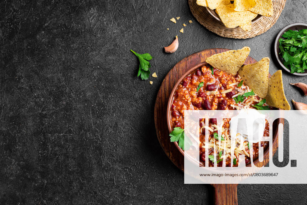 Chili con carne, chilenische Bohnen Chili con carne, chilenische Bohnen