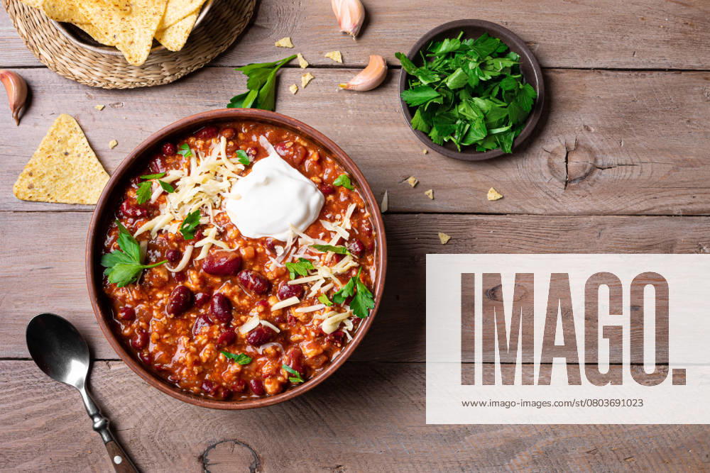 Chili con carne, chilenische Bohnen Chili con carne, chilenische Bohnen