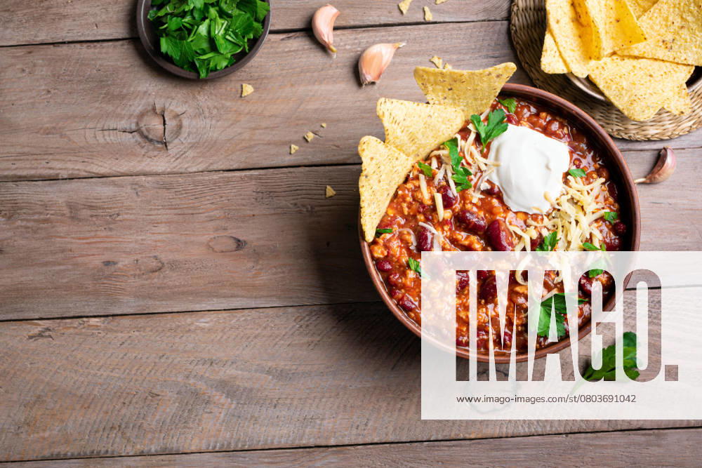 Chili con carne, chilenische Bohnen Chili con carne, chilenische Bohnen