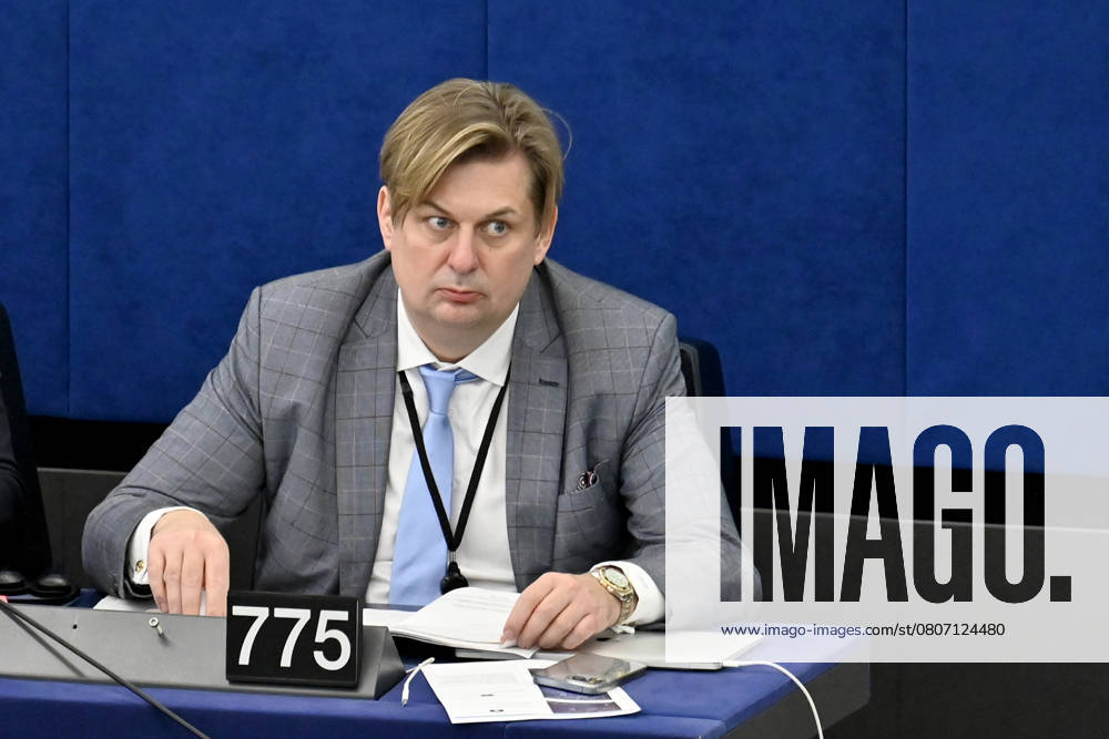 Politiker Maximilian Krah (AfD) im EU-Parlament in Straßburg. Straßburg, 12.03.2025 Grand Est Frankreich
