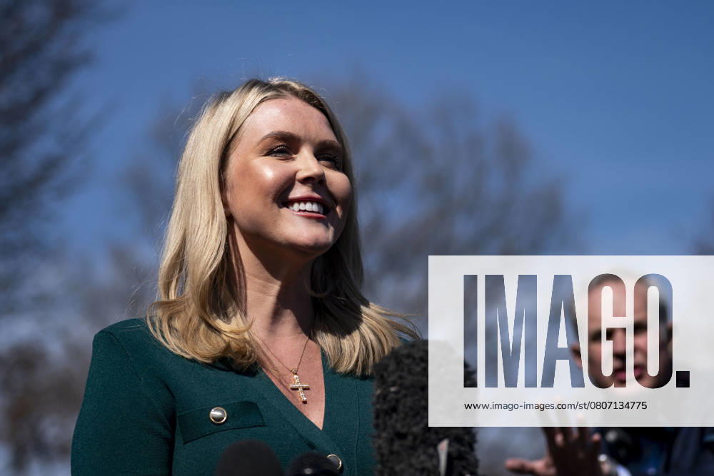 White House Press Secretary Karoline Leavitt speaks with the press outside the Oval Office at the White House in Washington, DC on Wednesday, March 12, 2025. WAP20250312329 BONNIExCASH