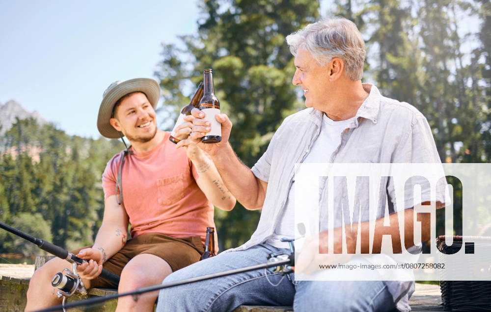 Fishing, lake and senior male or son with drink for happiness or adventure at forest on vacation. Hobby, river and rod with man and grandfather with beer on holiday together for bonding in nature, model released, , property released, , 53649586.jpg, fishing, lake, senior, male, man, nature, son, forest, together, holiday, father, vacation, drink, beer, happiness, adventure, grandfather, river, bonding, hobby, bond, people, family, natural, happy, child, mature, love, adult, smiling, sitting, outside, fun, person, real, outdoors, travel, casual, relaxing, care, lifestyle, caucasian, dad, fresh, relax, camping, carefree, parent, break, enjoying RECORD DATE NOT STATED