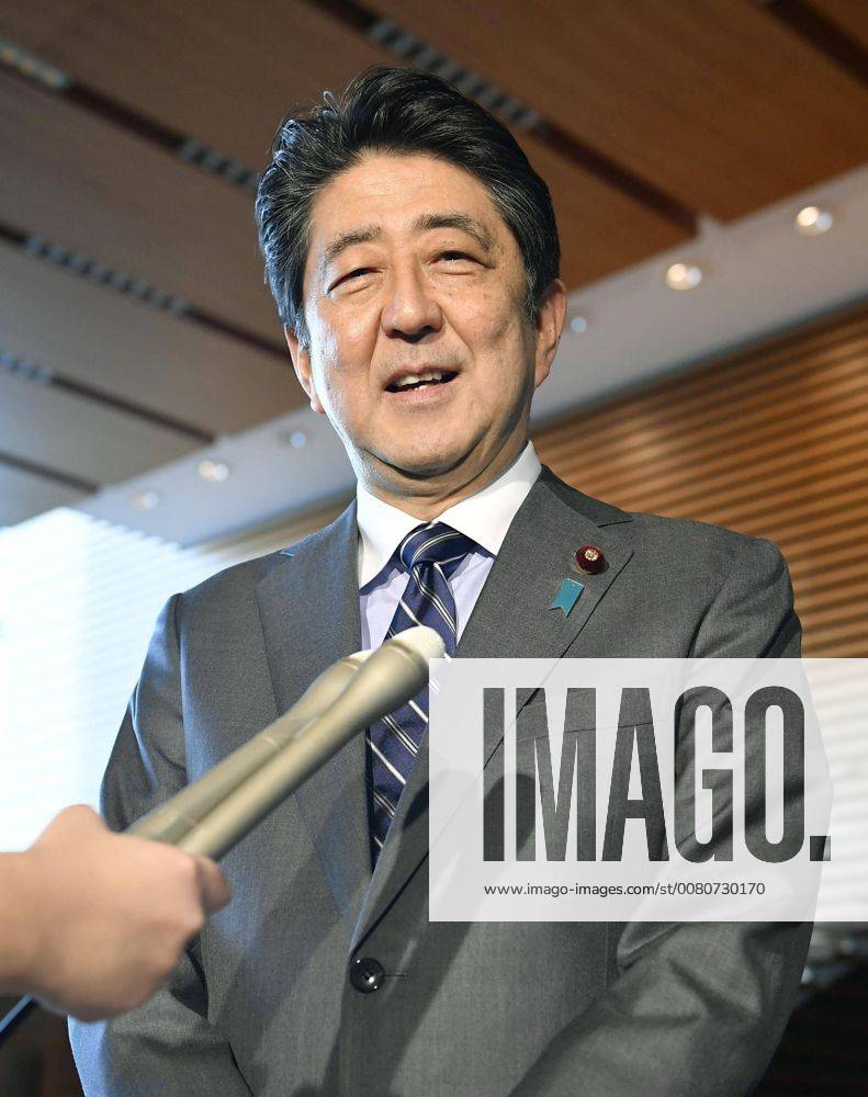 Trump in Japan Japanese Prime Minister Shinzo Abe meets with reporters at his office in Tokyo on Nov. 5, 2017, after playing golf with U.S. President Donald Trump. Trump is on a three-day visit to Japan to discuss regional security and other issues with Abe.