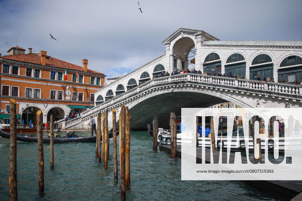 Venice, Italy Ponte di Rialto (The Rialto Bridge) on the Grand Canal in Venice, Italy on March 14th, 2025. Venice Italy