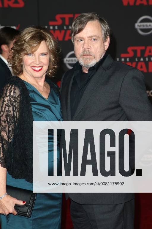 LOS ANGELES, CA - DECEMBER 9: Marilou York and Mark Hamill at the World Premiere of LucasfilmÕs Star Wars: The Last Jedi at The Shrine Auditorium in Los Angeles, California on December 9, 2017.