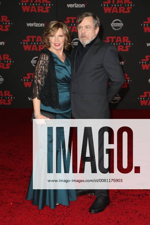 LOS ANGELES, CA - DECEMBER 9: Marilou York and Mark Hamill at the World Premiere of LucasfilmÕs Star Wars: The Last Jedi at The Shrine Auditorium in Los Angeles, California on December 9, 2017.