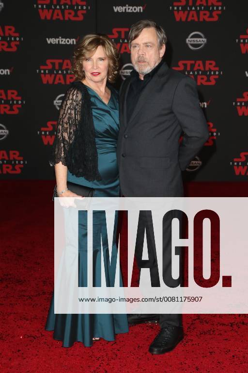 LOS ANGELES, CA - DECEMBER 9: Marilou York and Mark Hamill at the World Premiere of LucasfilmÕs Star Wars: The Last Jedi at The Shrine Auditorium in Los Angeles, California on December 9, 2017.