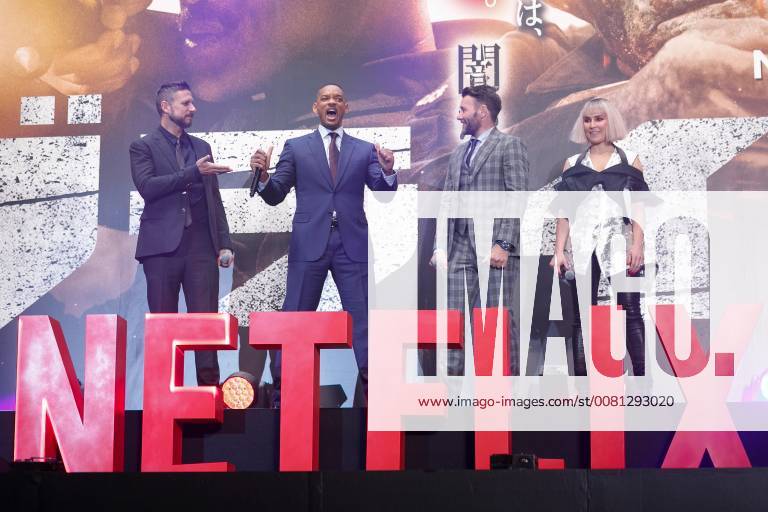 (L to R) Director David Ayer, Will Smith, Joel Edgerton and actress Noomi Rapace, attend the Japan premiere for the movie Bright on December 19, 2017, Tokyo, Japan. The casts received a warm welcome from the Japanese fans at the event. The film will be released globally on Netflix on December 22. (gxta_brightjp017)