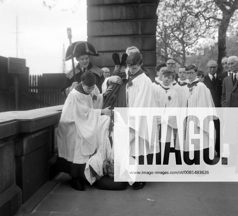 KEITH DUKE OF NEW CROSS CHOIRBOYS IN BEATING THE BOUNDS CEREMONY IN LONDON ; 23 MAY 1963,