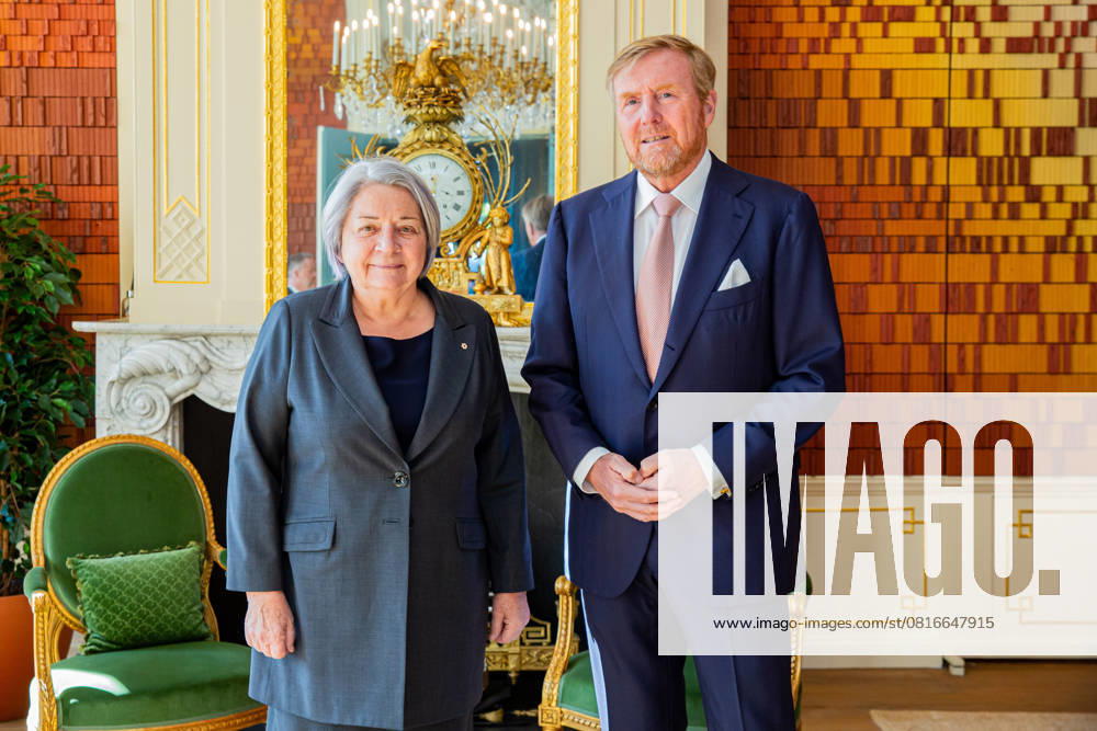 HtB King Willem-Alexander during a meeting with the Governor General of Canada, Mary Simon, at Huis ten Bosch palace in The Hague. Â