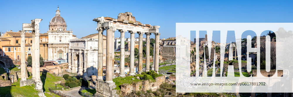 Rom Forum Romanum Panorama antike historische Tempel Ruinen in Italien Rom Forum Romanum Panorama antike historische Tempel Ruinen in Italien (License=RF)