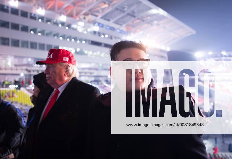 Pyeongchang, South Korea - Look-alikes of Donald Trump and Kim Jong-un mixed with the crowd at Opening Ceremony for the 2018 Pyeongchang Winter Olympic Games Friday, February 9, 2018 at Pyeongchang Olympic Stadium. , ZUMA Press The Gazette Pyeongchang South Korea - ZUMAr157 20180209_zap_r157_029