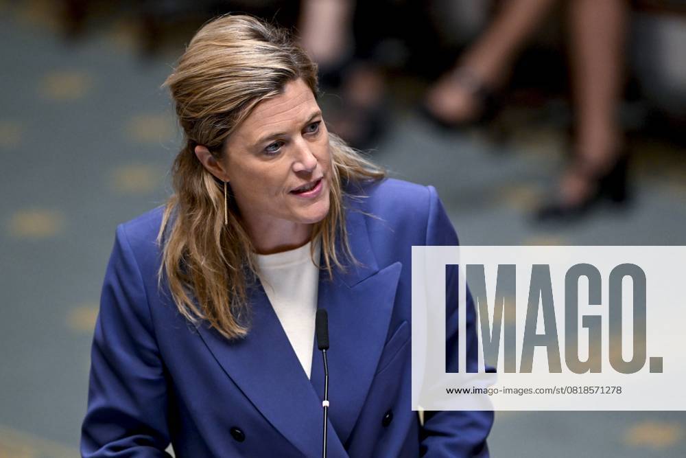 Minister of Justice Annelies Verlinden pictured during a plenary session of the Chamber at the federal parliament, in Brussels, Thursday 15 May 2025. DIRKxWAEM 123708548