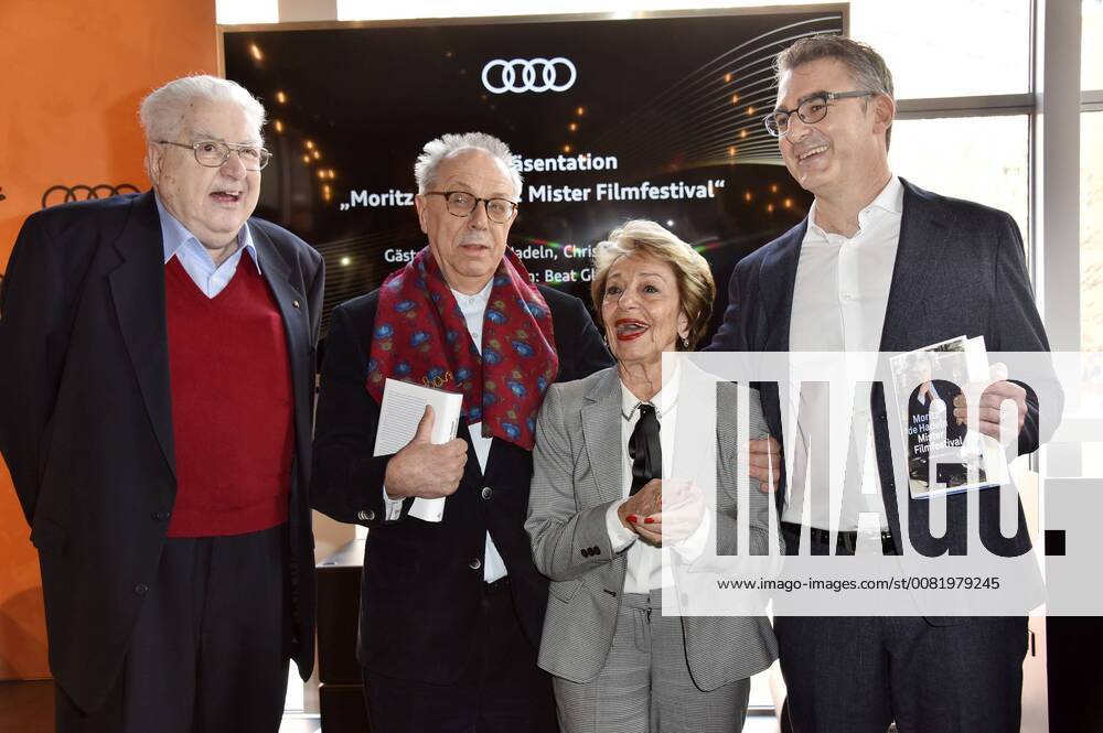 Moritz de Hadeln, Dieter Kosslick, Beki Probst und Christian Jungen bei der Buchpräsentation Moritz de Hadeln: Mister Filmfestival während der Berlinale 2018 in der Berlinale Audi Lounge. Berlin