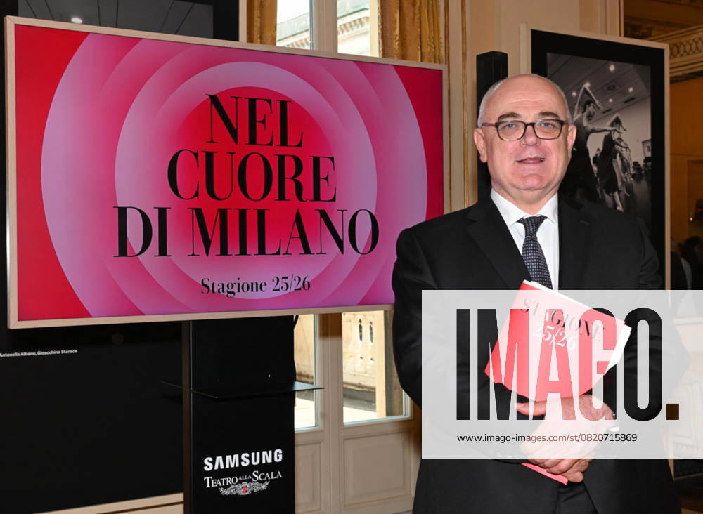 Milan,Italy Teatro alla Scala presentation of the 2025-2026 institutional season Milan, Italy Teatro alla Scala presentation of the 2025-2026 season institutional conference In the photo: Fortunata Ortombina superintendent and artistic director Teatro alla Scala Milan Italy