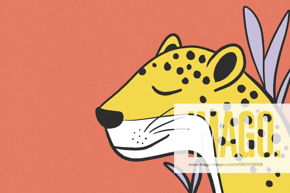 Illustration featuring a serene animal on a vibrant red summer background. The playful colors and simplistic design evoke a sense of warmth and cheerfulness, perfect for creative projects Model Released HodeiUnzueta_ID29127_889596_014