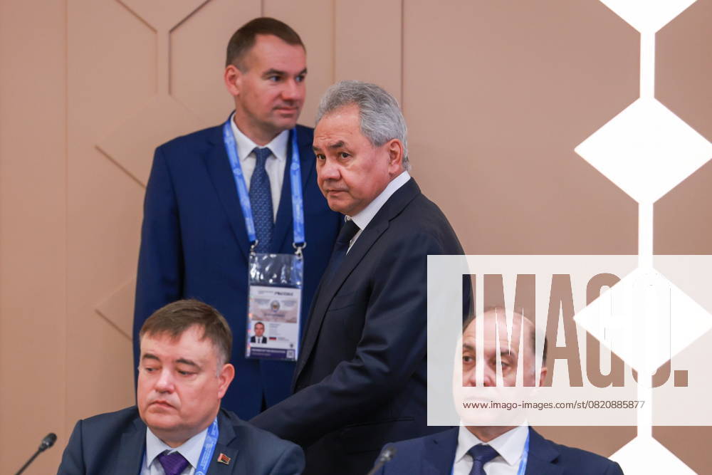 RUSSIA, MOSCOW - MAY 29, 2025: Russian Security Council Secretary Sergei Shoigu (C) and Alexander Volfovich (R), State Secretary of the Security Council of Belarus, attend an informal meeting of secretaries of security councils of the Shanghai Cooperation Organization (SCO) member states at the Russia National Centre Moscow Russia - ZUMAt113 20250529_zaa_t113_034