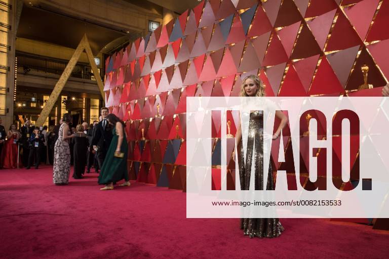 Jennifer Lawrence arrives on the red carpet of The 90th Oscars® at the Dolby® Theatre in Hollywood, CA on Sunday