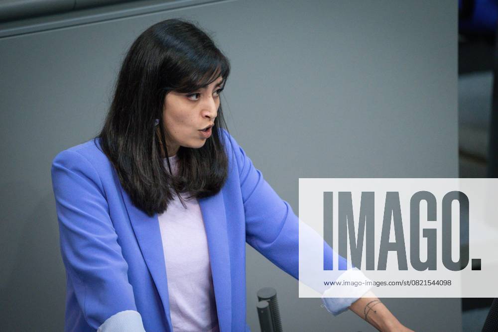 Deutscher Bundestag, 10. Plenarsitzung Rasha Nasr (SPD) im Portrait bei seiner Rede zum Tagesordnungspunkt Aktuelle Stunde zur humanitaeren Katastrophe in Gaza bei der 10. Sitzung des Deutschen Bundestag in Berlin, 05.06.2025 Berlin Berlin Deutschland