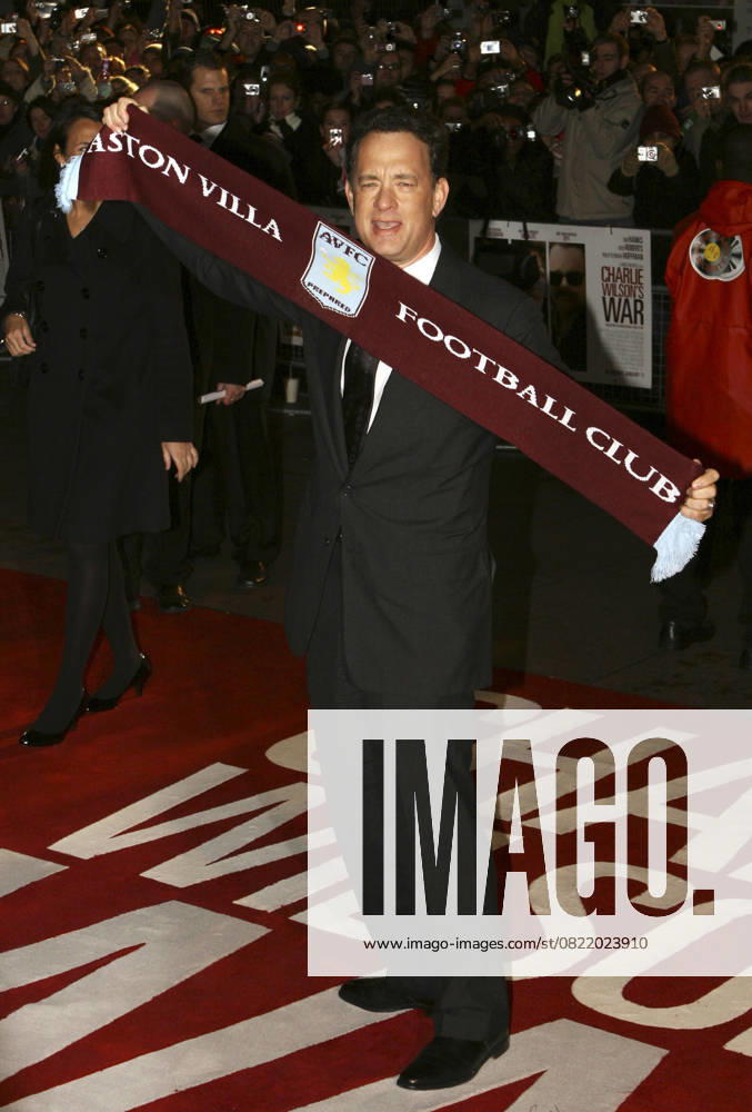 Charlie Wilson s War - UK film premiere TOM HANKS Charlie Wilson s War - UK film premiere, Empire Leicester Square, London, England. January 9th, 2008 full length black suit maroon burgundy aston villa football club scarf CAP JOZ George Jozwiak London Great Britain
