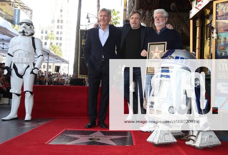 Hollywood, CA, U.S. - 08 March 2018 - Hollywood, California - Harrison Ford, Mark Hamill, George Lucas. Mark Hamill Honored With Star On The Hollywood Walk Of Fame. Photo Credit: AdMedia Hollywood U.S. - ZUMAa123 20180308_zaa_a123_024